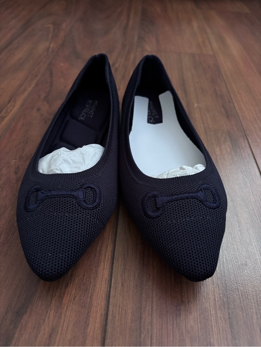 Women’s Navy Pointed Knit Flats